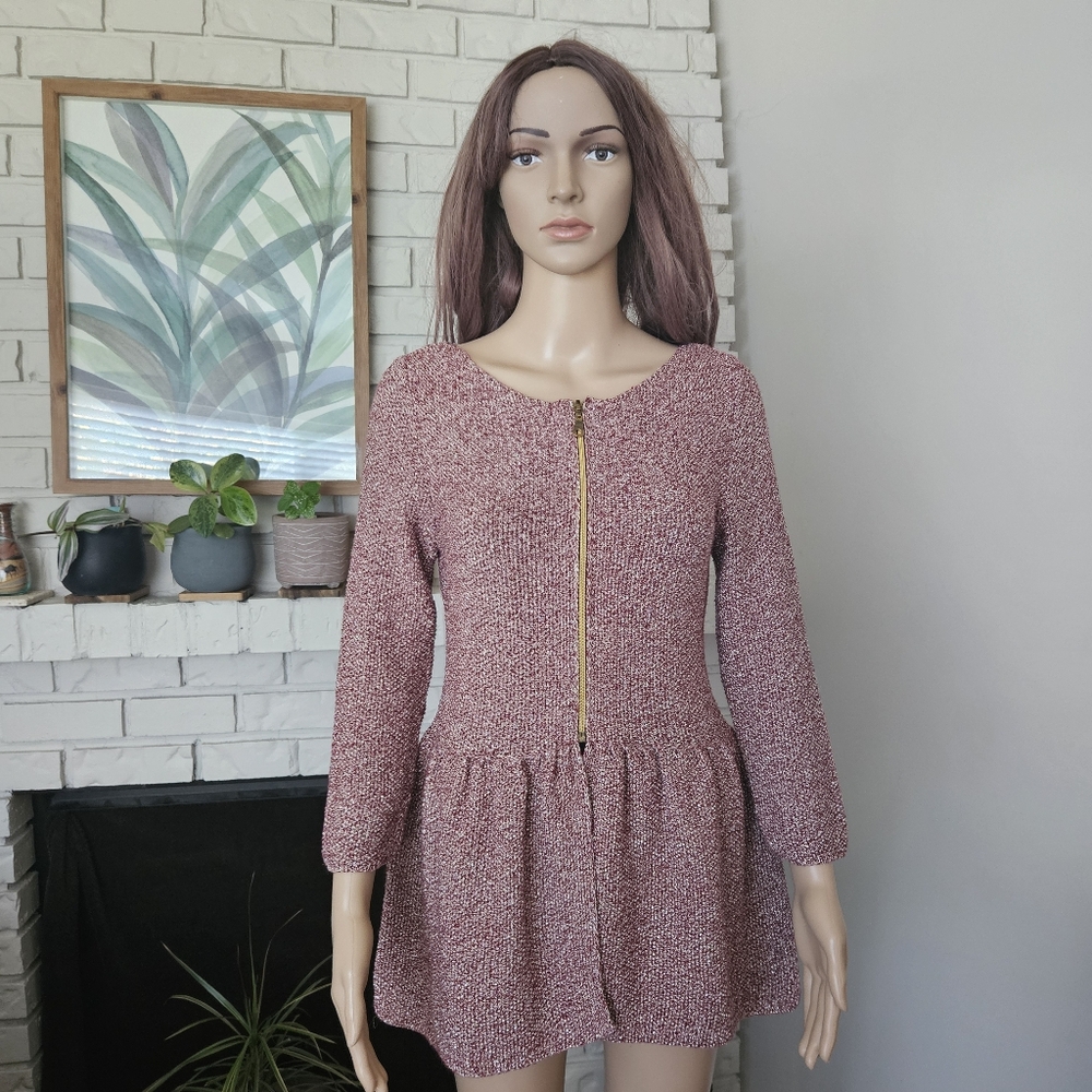 Zara Pink Cardigan Sweater with Gold Zipper